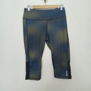 Reebok Blue Yellow Mesh Leggings Size Medium